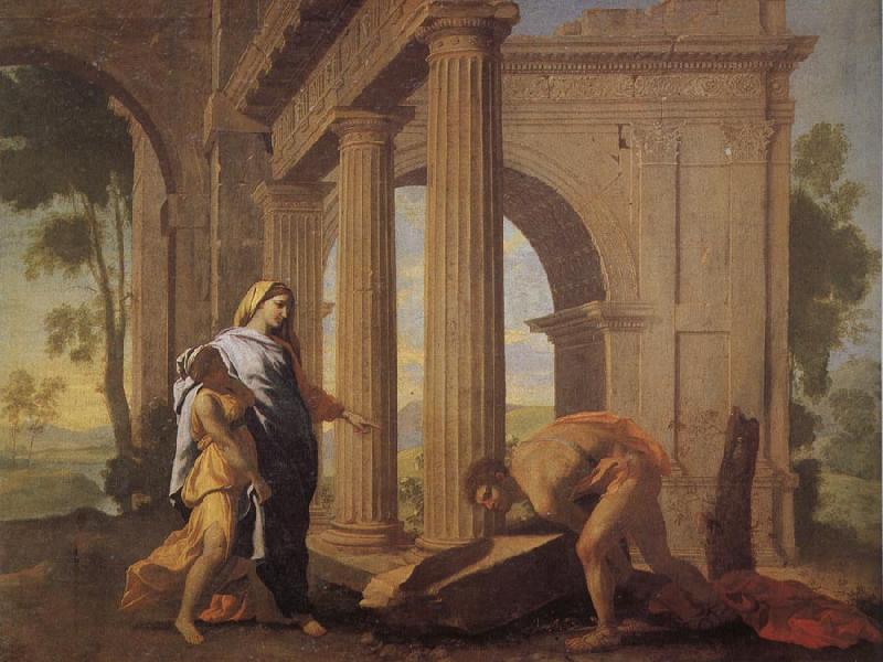 POUSSIN, Nicolas Theseus Finding His Father's Arms Germany oil painting art
